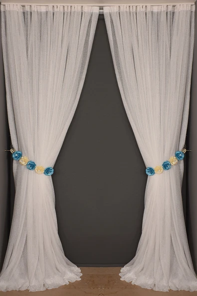 DAR ETEK MODEL BEYAZ RENK TEK KANAT Hazır Pileli Fon Perde 300*260 ürün görseli