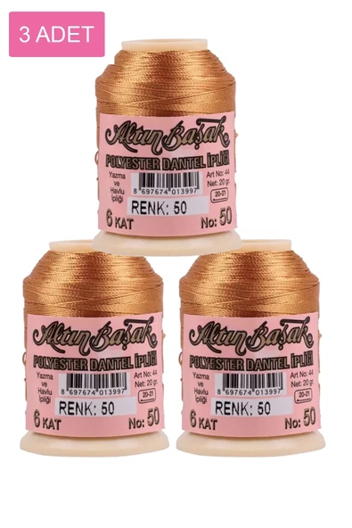 3 Adet Altınbaşak Oya ve Dantel İpi 20 gr - Royaleks - No: 050 ürün görseli