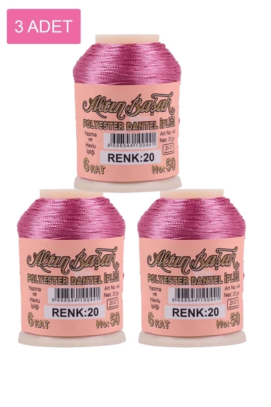 3 Adet Altınbaşak Oya ve Dantel İpi 20 gr - Royaleks - No: 020