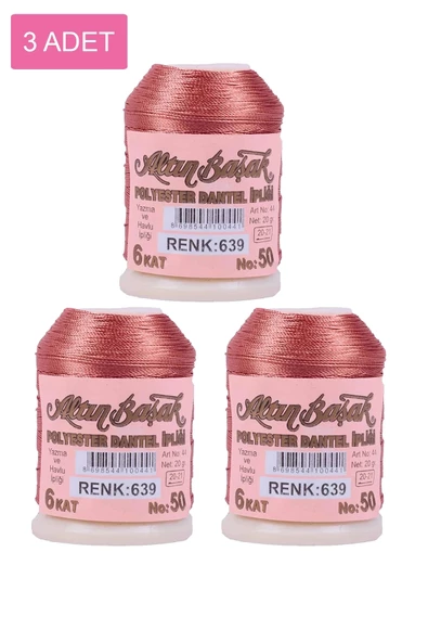 3 Adet Altınbaşak Oya ve Dantel İpi 20 gr - Royaleks - No: 639