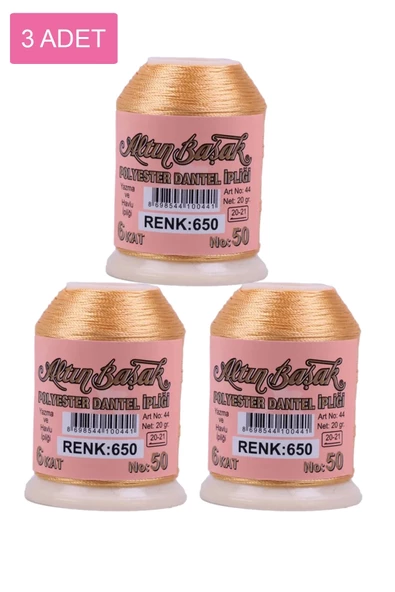 3 Adet Altınbaşak Oya ve Dantel İpi 20 gr - Royaleks - No: 650 ürün görseli