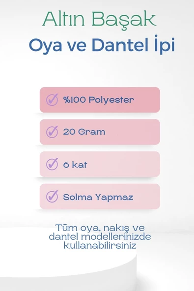 3 Adet Altınbaşak Oya ve Dantel İpi 20 gr - Royaleks - No: 404 - Resim 2