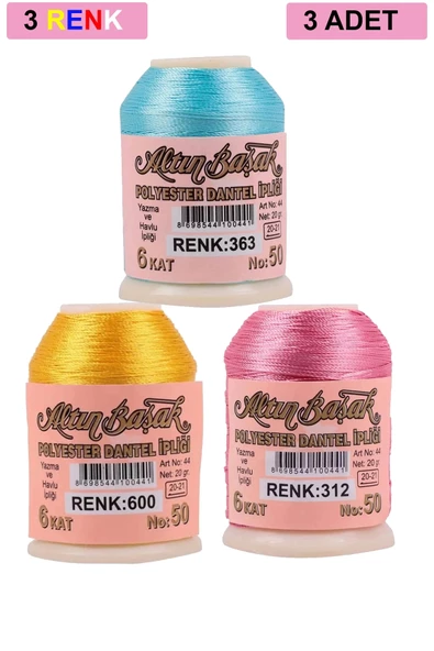 3 Adet Altınbaşak Oya ve Dantel İpi 20 gr - Royaleks - No: 600 - 312 - 363 ürün görseli
