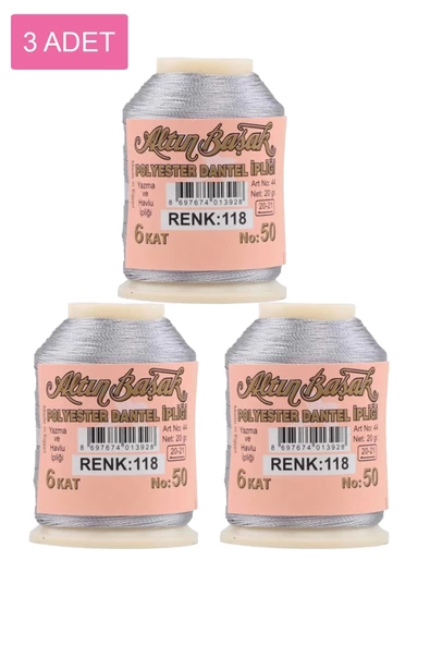 3 Adet Altınbaşak Oya ve Dantel İpi 20 gr - Royaleks - No: 118 ürün görseli