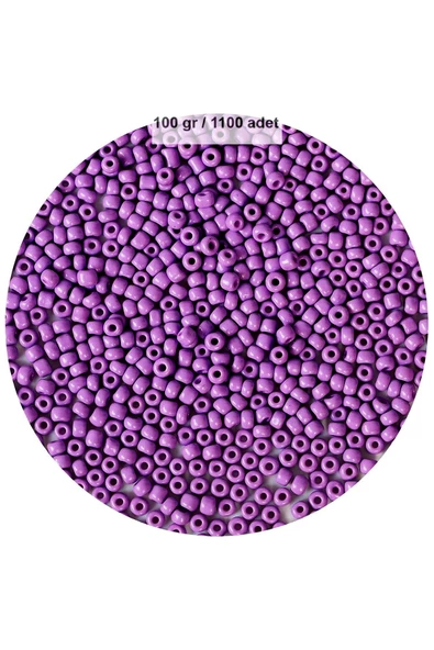 Mor Renk 4 mm Yaklaşık 1100 adet / 100 gram Cam Boncuk Oya Yazma Bileklik ve Kolye ürün görseli