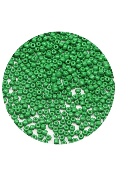 Opak Yeşil Renk 4 mm Yaklaşık 1100 adet / 100 gram Cam Boncuk Oya Yazma Bileklik ve Kolye - 3
