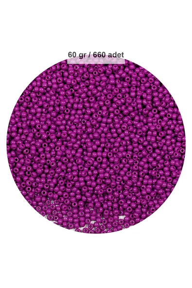 Fuşya Renk 4 mm Yaklaşık 660 adet / 60 gram Cam Boncuk Oya Yazma Bileklik ve Kolye - 1