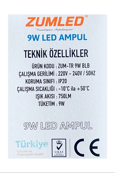 Zumled 9W Beyaz LED Ampul Royaleks-201 - 2