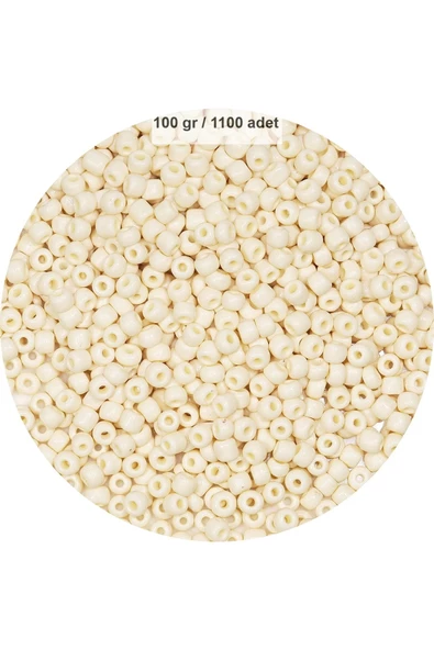 Beyaz Renk 4 mm Yaklaşık 1100 adet / 100 gram Cam Boncuk Oya Yazma Bileklik ve Kolye - 1