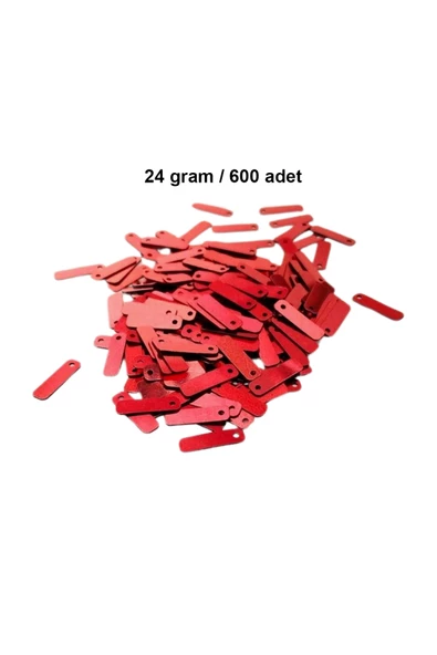 Kırmızı 15 x 5 mm Dantel Oya Yazma Halhal Abiye Lazer Kesim Pul 600 adet / 24 gram ürün görseli