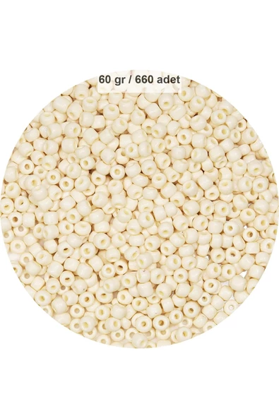 Beyaz Renk 4 mm Yaklaşık 660 adet / 60 gram Cam Boncuk Oya Yazma Bileklik ve Kolye - 1