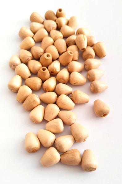 20 Gr (55 Adet) Ahşap Boncuk 12 mm boy x 10 mm en Doğal Ahşap Makrome El İşi Çanta - 3