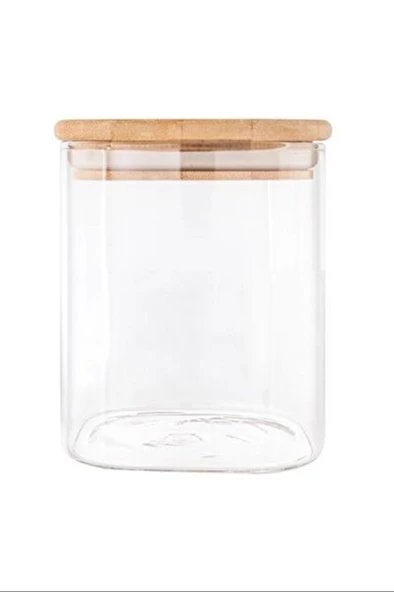 Bambu Kapaklı Cam Kavanoz Saklama Kabı 8,5x6 cm Royaleks-BLS6580
