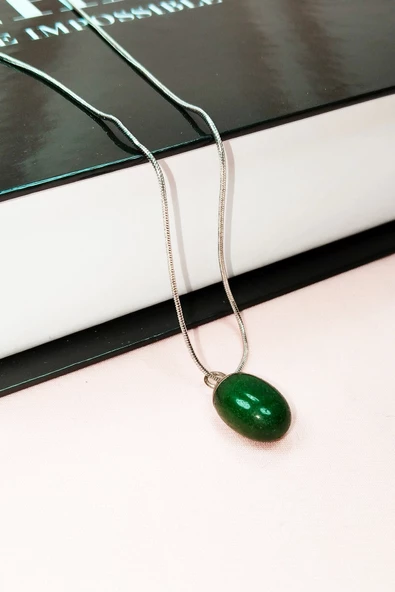 Aventurin Doğal Taşı Zincirli El Yapımı Kolye Uç: 2 cm Zincir: 20 cm Kutulu - Resim 6