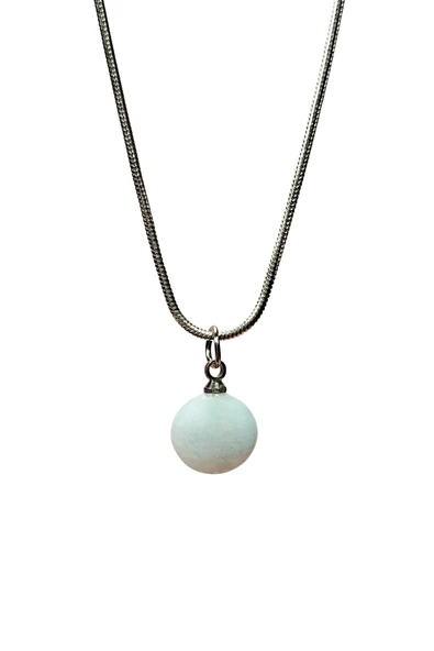 Kalsedon Doğal Taşı Zincirli El Yapımı Kolye Uç: 1,5 cm Zincir: 20 cm Kutulu ürün görseli