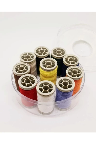 Dikiş Iplik Seti 10'lu Yuvarlak Kutulu Royaleks-7663 ürün görseli