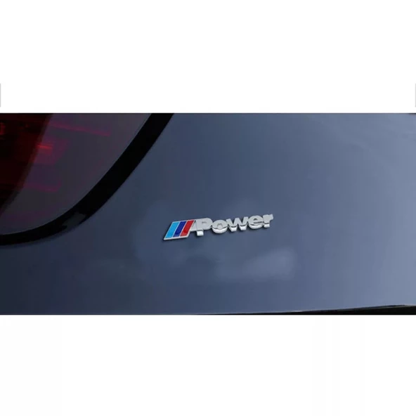 M POWER 3D GÜMÜŞ METAL STICKER BMW GÜÇ ROZET ARABA AKSESUARI (9.8CM x 1.5CM) - 4