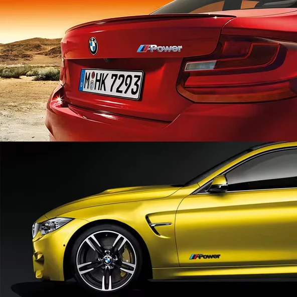 M POWER 3D METAL SİYAH VE GÜMÜŞ STICKER BMW GÜÇ ROZET ARABA AKSESUARI (9.8 cm x 1.5 cm) 2 ADET - 4