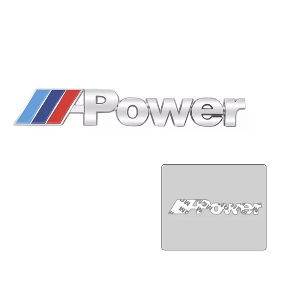 M POWER 3D METAL SİYAH VE GÜMÜŞ STICKER BMW GÜÇ ROZET ARABA AKSESUARI (9.8 cm x 1.5 cm) 2 ADET - 2