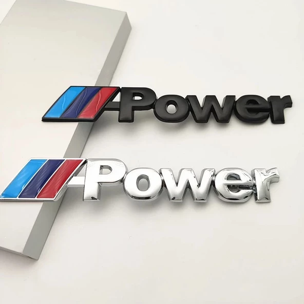 M POWER 3D METAL SİYAH VE GÜMÜŞ STICKER BMW GÜÇ ROZET ARABA AKSESUARI (9.8 cm x 1.5 cm) 2 ADET