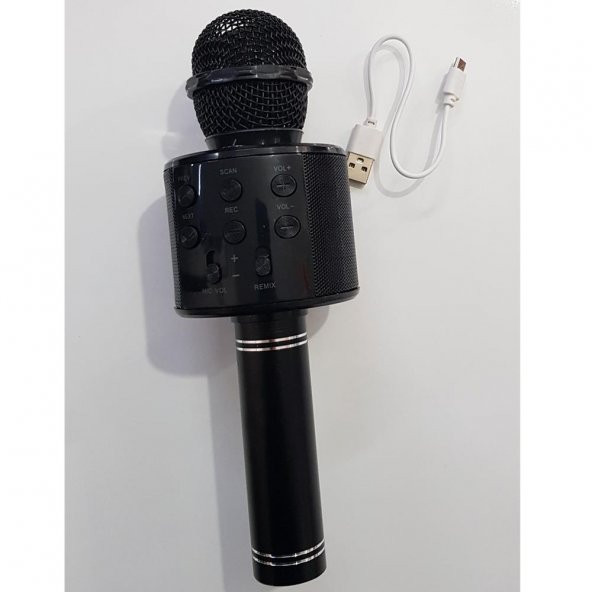 Karaoke Mikrofon Bluetooth Hoparlör Usb Sd Kart ve Aux Girişli - Siyah - 3