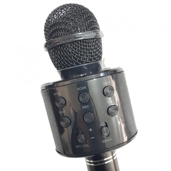 Karaoke Mikrofon Bluetooth Hoparlör Usb Sd Kart ve Aux Girişli - Siyah - 5