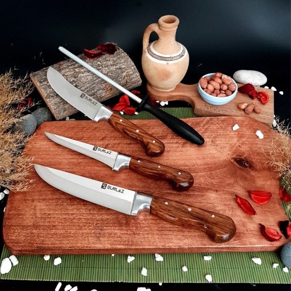 SürLaz Kurban Bıçak Seti 4 Parça Mutfak Bıçağı Kasap Bıçağı