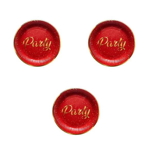 Roll-Up Parti Doğum Günü Işıltılı Kırmızı Party Yazılı Karton Tabak - 22 Cm. - 8 Adetlik 3 Paket ürün görseli 1