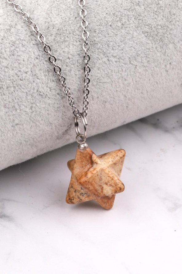 Jasper Doğal Taş Merkaba Kolye