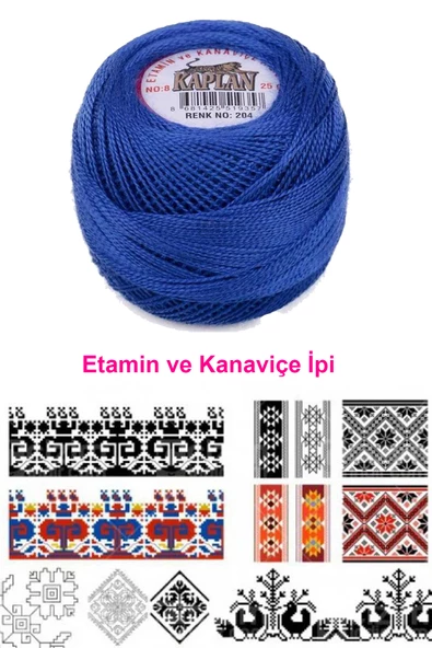 Kaplan Etamin Ve Kanaviçe İpi 8 No Kod/Renk: 204 - Royaleks - 2