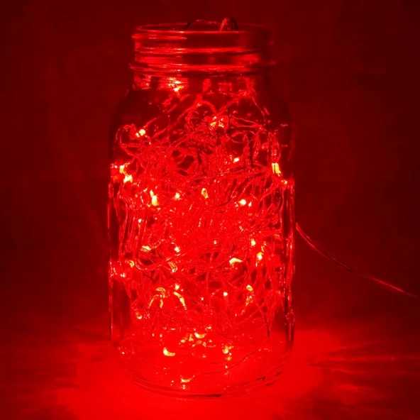 2 METRE KIRMIZI LED IŞIK KIRMIZI YILBAŞI AĞACI IŞIĞI NOEL IŞIĞI KIRMIZI PİLLİ LED IŞIK RED LED LİGHT - Resim 4