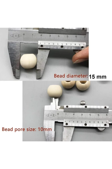 100 Gr (100 Adet) Ahşap Boncuk 15 mm çap x 10 mm Delik Doğal Yuvarlak Ahşap Makrome El İşi Çanta - 2