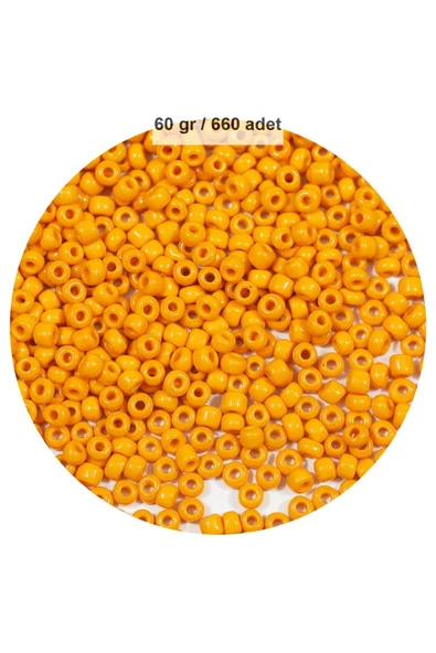 Turuncu Renk 4 mm Yaklaşık 660 adet / 60 gram Cam Boncuk Oya Yazma Bileklik ve Kolye - 1