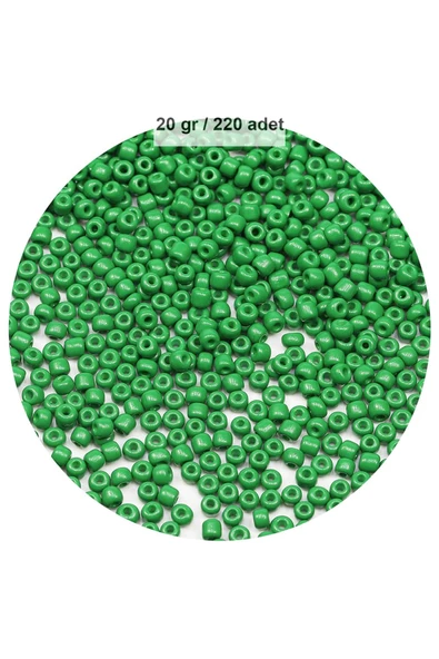Opak Yeşil Renk 4 mm Yaklaşık 220 adet/20 gram Cam Boncuk Oya Yazma Bileklik ve Kolye ürün görseli