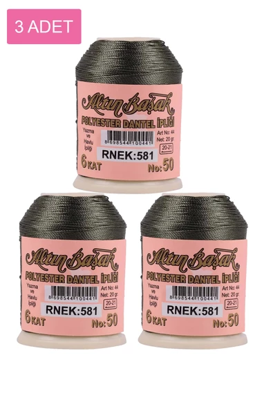 3 Adet Altınbaşak Oya ve Dantel İpi 20 gr - Royaleks - No: 581 - 1