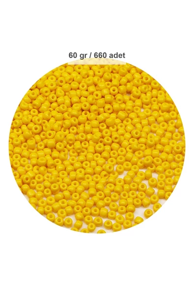 Sarı Renk 4 mm Yaklaşık 660 adet / 60 gram Cam Boncuk Oya Yazma Bileklik ve Kolye ürün görseli