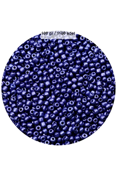 Lacivert Renk 4 mm Yaklaşık 1100 adet / 100 gram Cam Boncuk Oya Yazma Bileklik ve Kolye ürün görseli