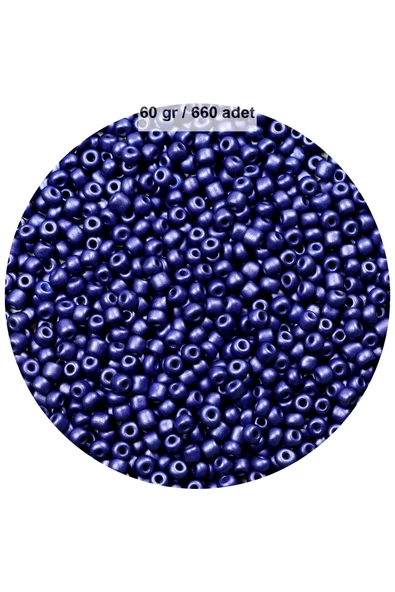 Lacivert Renk 4 mm Yaklaşık 660 adet / 60 gram Cam Boncuk Oya Yazma Bileklik ve Kolye - 1