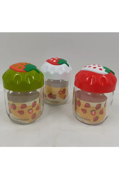 Çilek Desenli Kavanoz 1 Adet 425 Cc Royaleks-CK425 - 2