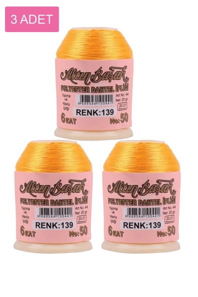 3 Adet Altınbaşak Oya ve Dantel İpi 20 gr - Royaleks - No: 139 - 1