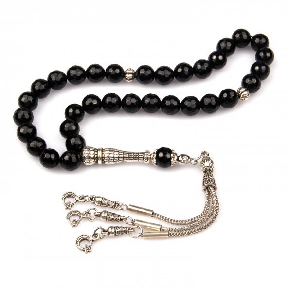 Oniks Doğal Taş Tesbih 8 mm Fasetli Küre Kesim