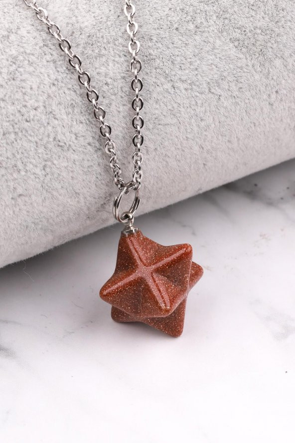 Kahverengi Yıldız Taşı Merkaba Kolye