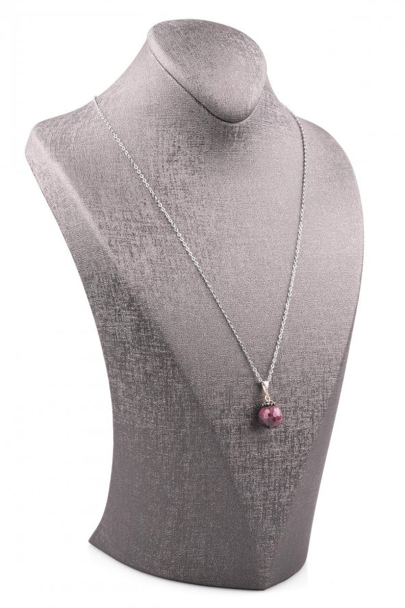 Ruby İn Zoisite – Anyolit Doğal Taş 925 Ayar Gümüş Kolye - 2