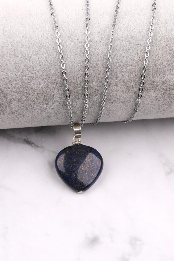 Lapis Lazuli Doğal Taş Kalp Kolye