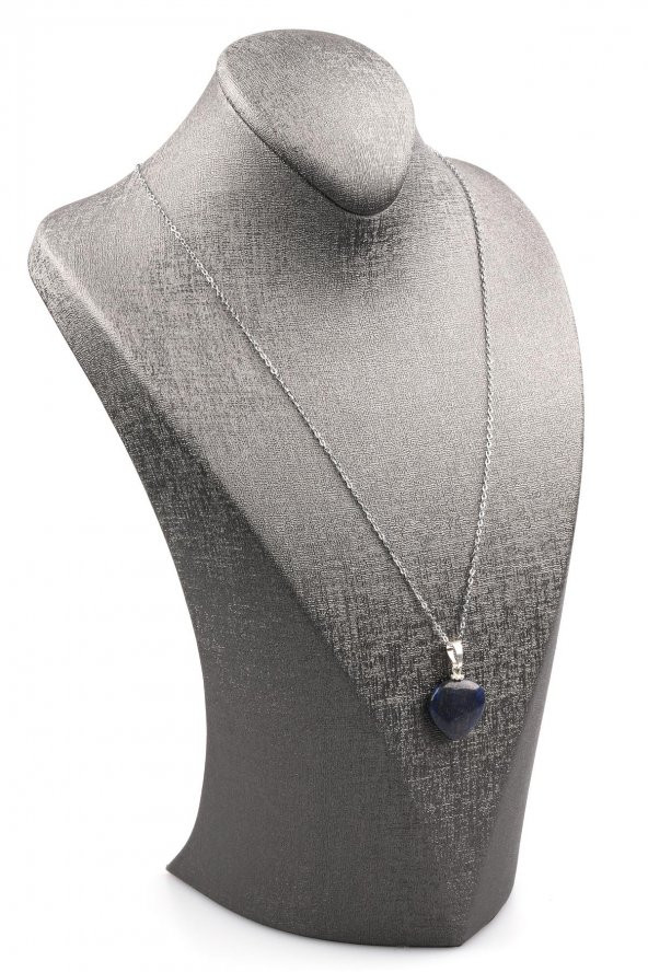 Lapis Lazuli Doğal Taş Kalp Kolye - 2