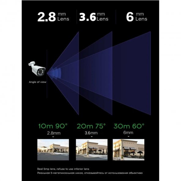 J-Tech 2050 Gece Renkli Warm Light 5MP SONY LENS 1080P AHD Güvenlik Kamera - 8