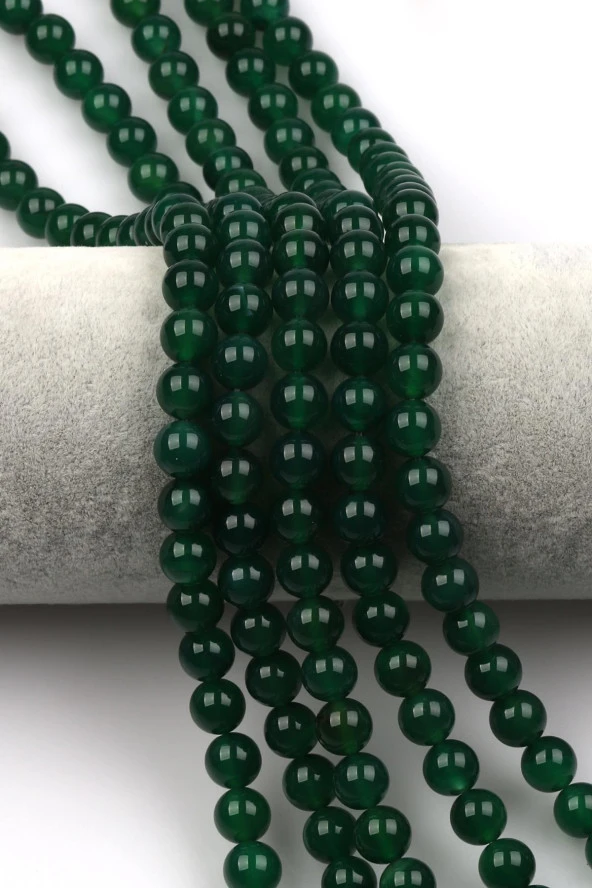 Yeşil Akik Doğal Taş Dizi 8 mm Küre Kesim ürün görseli