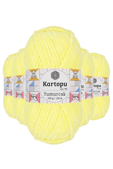 5 Adet Yumurcak Kadife El Örgü İpi Sarı K333 ürün görseli 1