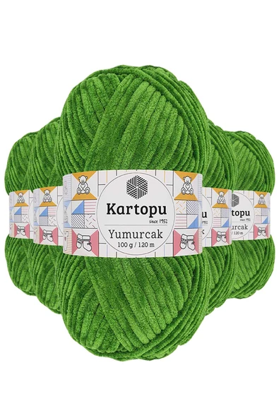 5 Adet Yumurcak Kadife El Örgü İpi Yeşil K469 ürün görseli 1