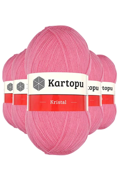 5 Adet Kristal Çift Katlı El Örgü Lif İpi Koyu Pembe K1790 - 1